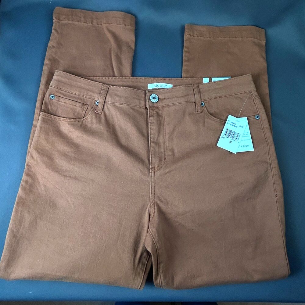 STS Blue Bella Straight Leg Mid Rise Burnt Sienna 5 Pocket Jeans Sz 32 NWT